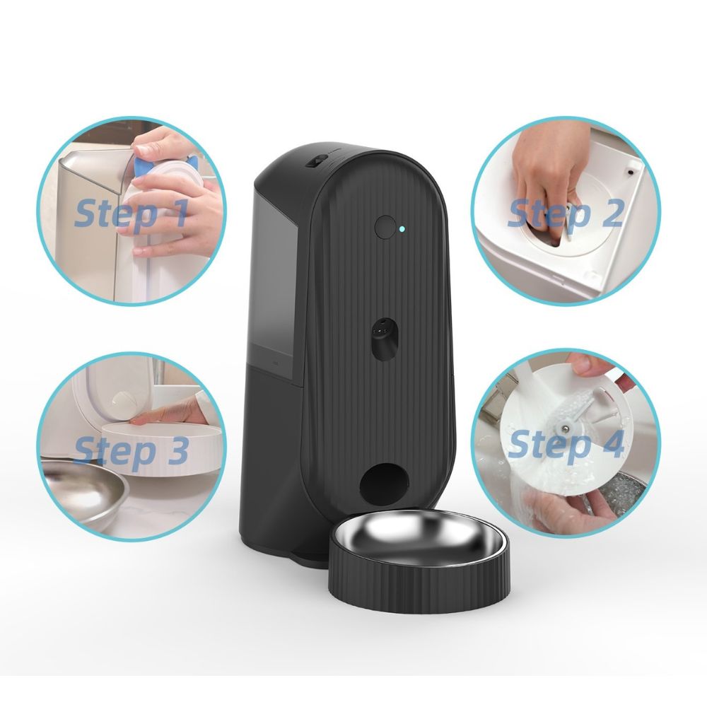 Imagen 2 del producto Comedero Smart 4 litros con cámara para gatos, Wi-Fi, bandeja acero, negro